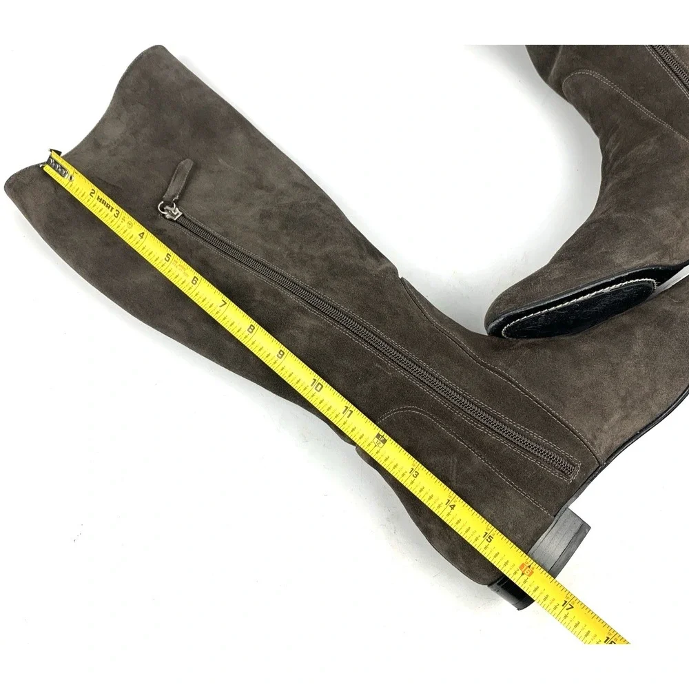 Delman Knee high Tall Riding Women's Boots Brwon Suede Made in ITALY - Size 7.5